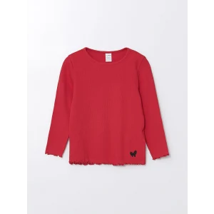 LCW Kids Kırmızı Bisiklet Yaka Basic Kız Çocuk Tişört