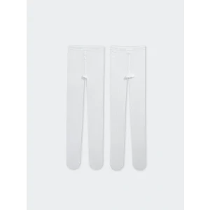 LCW baby Ekru Basic Kız Bebek Külotlu Çorap 2li