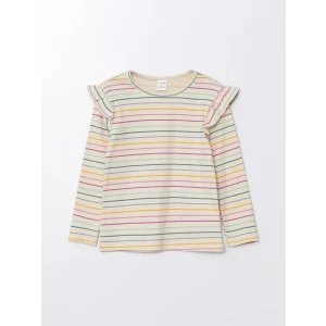 LCW Kids Karışık Bisiklet Yaka Uzun Kollu Çizgili Kız Çocuk Tişört