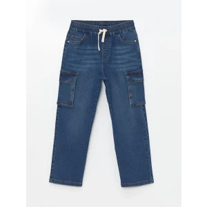 LCW Kids İndigo Beli Lastikli Erkek Çocuk Kargo Jean Pantolon