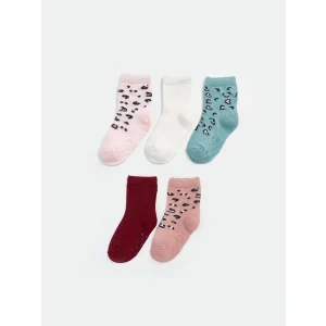 LCW baby Pembe Baskılı Kız Bebek Soket Çorap 5li