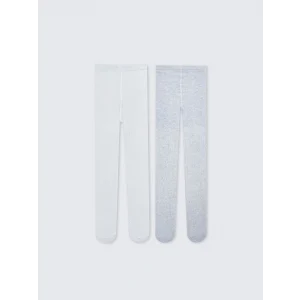 LCW baby Beyaz Basic Kız Bebek Külotlu Çorap 2li