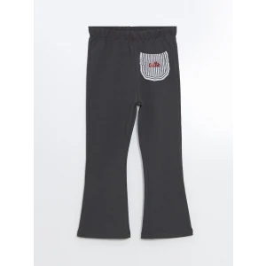 LCW Kids Antrasit Beli Lastikli İspanyol Paça Kız Çocuk Tayt