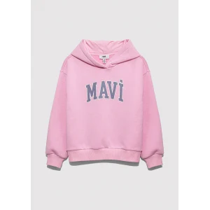 Mavi 7610035-70973 Mavi Logo Baskılı Kapüşonlu Pembe Sweatshirt