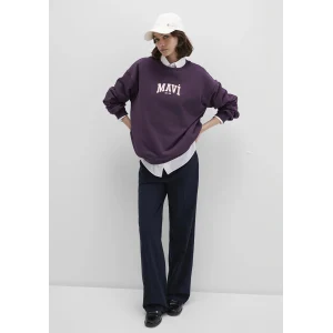 Mavi 1S10372-70635 Mavi Logo Baskılı Mor Sweatshirt