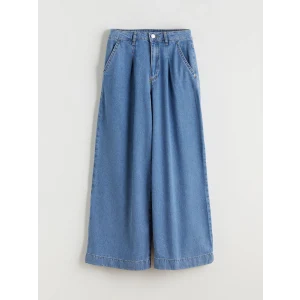 LCW Kids İndigo Wideleg Pileli Kız Çocuk Jean Pantolon