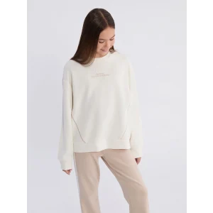 LCW Kids Ekru Bisiklet Yaka Kız Çocuk Sweatshirt ve Tayt