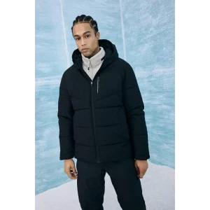 Defacto E9491AXBK81 Siyah Defactofit Su İtici Rüzgar Geçirmez Regular Fit Kapüşonlu Fermuarlı Cepli Kışlık Mont