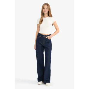 Defacto E9113AXNM82 Mavi Wide Leg Normal Bel Düz Paça Uzun Jean Pantolon