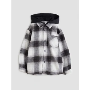 LCW Kids Siyah Çıkarılabilir Kapüşonlu Ekose Erkek Çocuk Gömlek