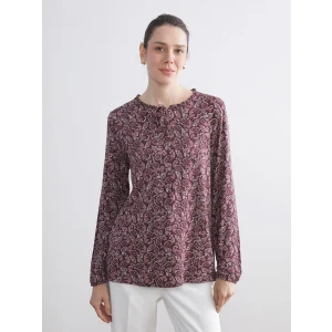 LCW Grace Kırmızı Bağlamalı Yaka Desenli Bluz