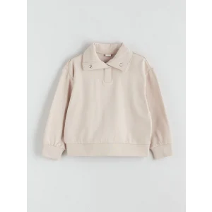 LCW Kids Bej Polo Yaka Kız Çocuk Sweatshirt