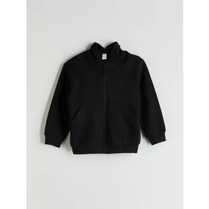 LCW Kids Siyah Kapüşonlu Erkek Çocuk Kalın Fermuarlı Sweatshirt