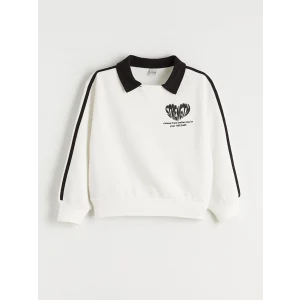 LCW Kids Ekru Polo Yaka Kız Çocuk Sweatshirt