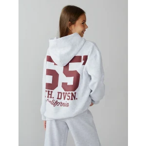 LCW Kids Gri Kapüşonlu Sırt Baskılı Kız Çocuk Sweatshirt