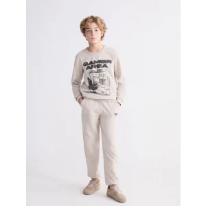 LCW Kids Bej Beli Lastikli Erkek Çocuk Jogger Eşofman Altı