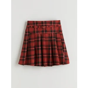 LCW Kids Kırmızı Ekose Pileli Kız Çocuk Etek