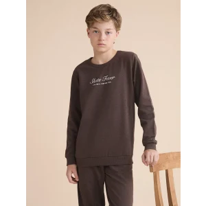 LCW Kids Kahverengi Bisiklet Yaka Erkek Çocuk Sweatshirt