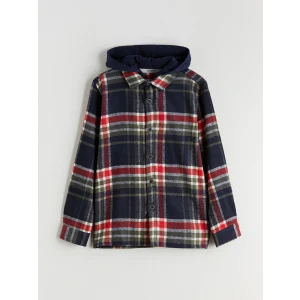 LCW Kids Lacivert Kapüşonlu Ekose Erkek Çocuk Gömlek