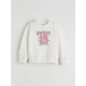 LCW Kids Ekru Bisiklet Yaka Kız Çocuk Sweatshirt