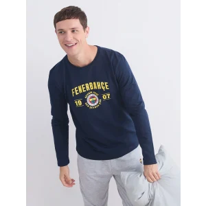 LC WAIKIKI Lacivert Baskılı Erkek Pijama Takımı