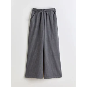 LCW Kids Gri Beli Lastikli Çizgili Kız Çocuk Pantolon