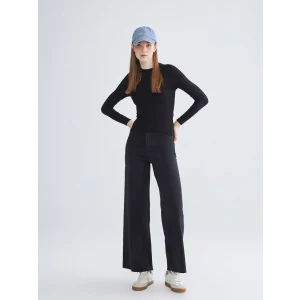 LCW Jeans Siyah Wideleg Kadın Jean Pantolon