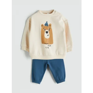 LCW baby Bej Ayı Baskılı Erkek Bebek Eşofman Takımı