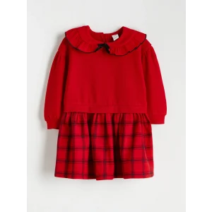 LCW Kids Kırmızı Ekose Desenli Kız Çocuk Elbise