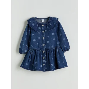 LCW Kids İndigo Fırfırlı Kız Çocuk Jean Elbise