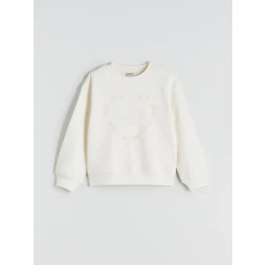 LCW Kids Ekru Bisiklet Yaka Kız Çocuk Sweatshirt
