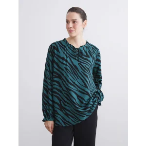 LCW Grace Yeşil Bağlamalı Yaka Desenli Bluz