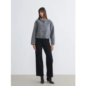 LCW Jeans Siyah Beli Kemerli Wideleg Kadın Jean Pantolon