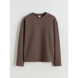 LCW Kids Kahverengi Bisiklet Yaka Kız Çocuk Sweatshirt