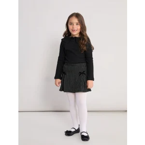 LCW Kids Siyah Beli Lastikli Çizgili Kız Çocuk Şort Etek