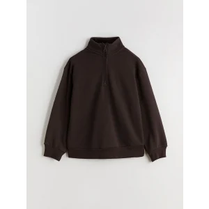 LCW Kids Kahverengi Dik Yaka Kız Çocuk Sweatshirt