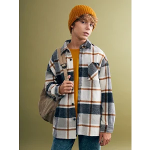 LCW Kids Kahverengi Uzun Kollu Ekose Erkek Çocuk Oduncu Gömlek