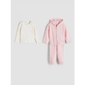 LCW Kids Pembe Bisiklet Yaka Kız Çocuk Takım 3lü