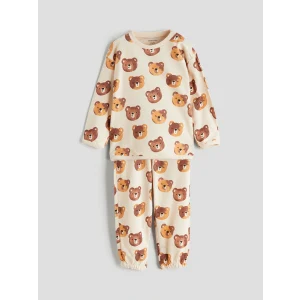 LCW baby Ekru Ayıcık Baskılı Erkek Bebek Sweatshirt ve Eşofman Altı