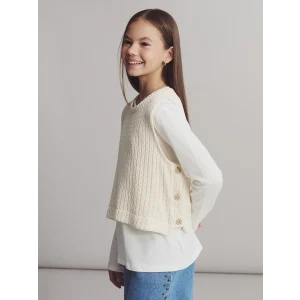 LCW Kids Bej Bisiklet Yaka Kız Çocuk Tişört ve Süveter 2li