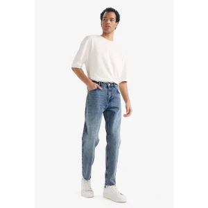 Defacto E8425AXNM28 Mavi 90s Slim Fit Dar Kalıp Yüksek Bel Dar Paça Jean Pantolon