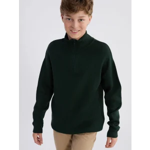 LCW Kids Yeşil Dik Yaka Erkek Çocuk Triko Kazak