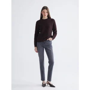 LCW Modest Gri Mom Fit Kadın Jean Pantolon