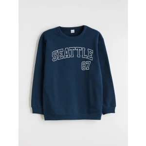 LCW Kids Petrol Bisiklet Yaka Baskılı Erkek Çocuk Sweatshirt