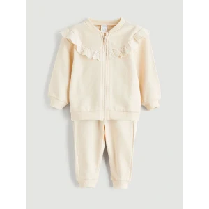 LCW baby Bej Kız Bebek Hırka ve Pantolon 2li Takım