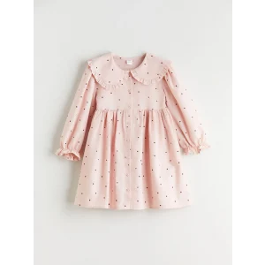 LCW Kids Pembe Bebe Yaka Puantiyeli Kız Çocuk Elbise