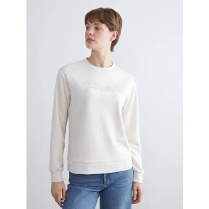 LCWAIKIKI Basic Gri Bisiklet Yaka Taşlı Kadın Sweatshirt