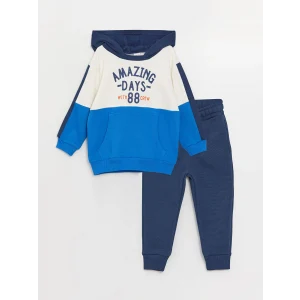 LCW baby Mavi Erkek Bebek Hoodie ve Eşofman Altı 2li Takım