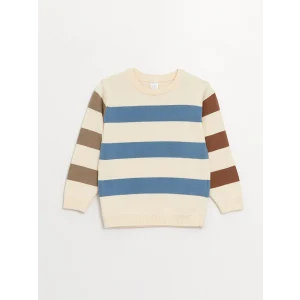 LCW baby Karışık Bisiklet Yaka Çizgili Erkek Bebek Triko Kazak