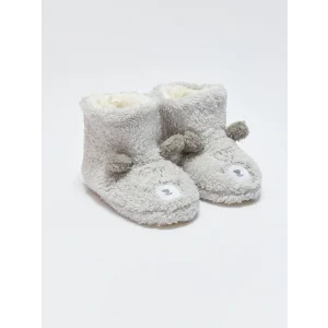 LCW STEPS Gri 3D Aplike Detaylı Nakışlı Erkek Bebek Ev Botu